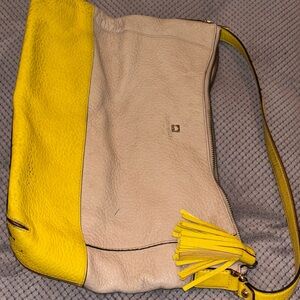 Kate Spade Yellow and Cream Leather Shoulder Bag